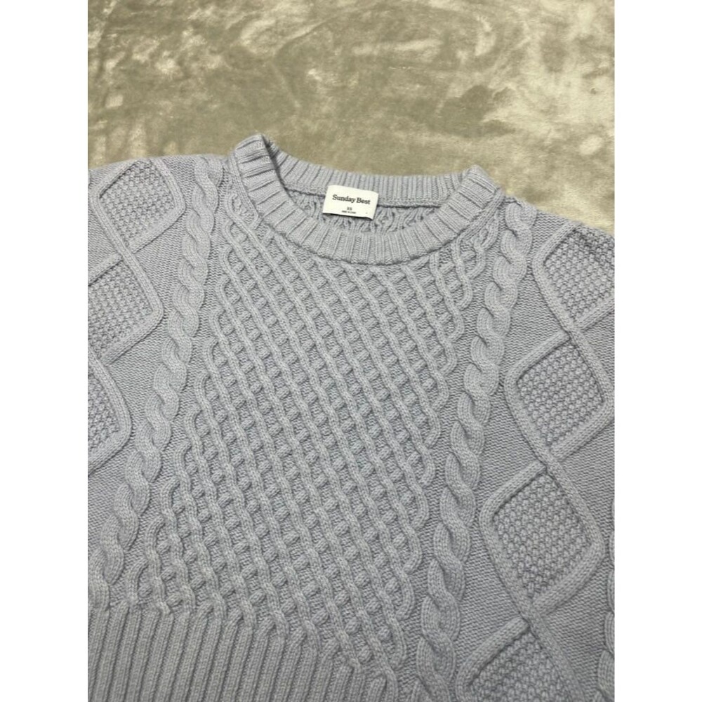 Aritzia Sunday Best Cable Knit Sweater Women XS Extra Small Blue Peggy Fisherman